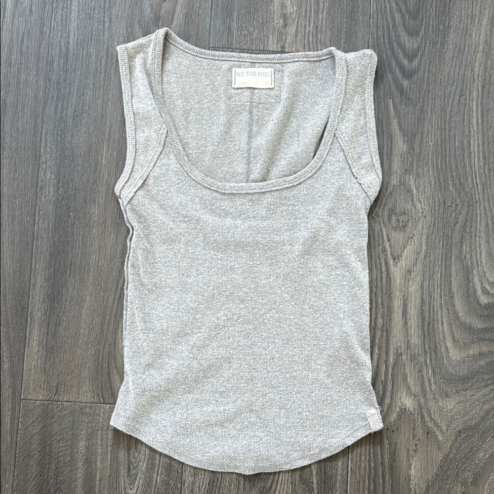 Free People Gray Scoop Neck Tank Top